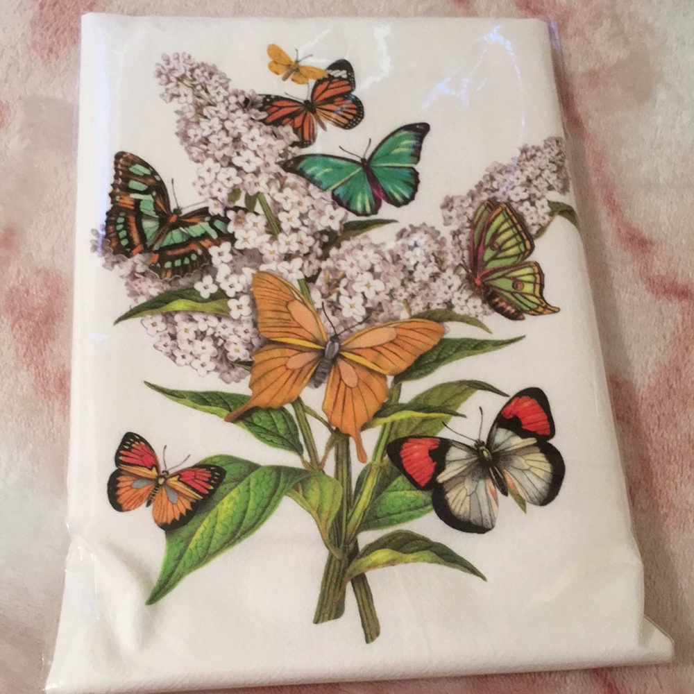 Butterflies Designer Flour Sack Kitchen Towel NWT